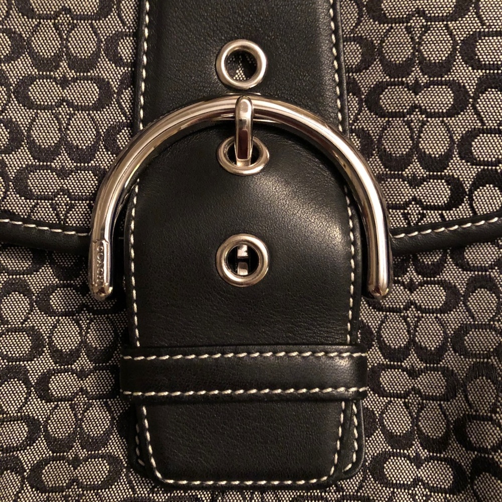 COACH Retro Signature Fabric & Leather Hobo purse